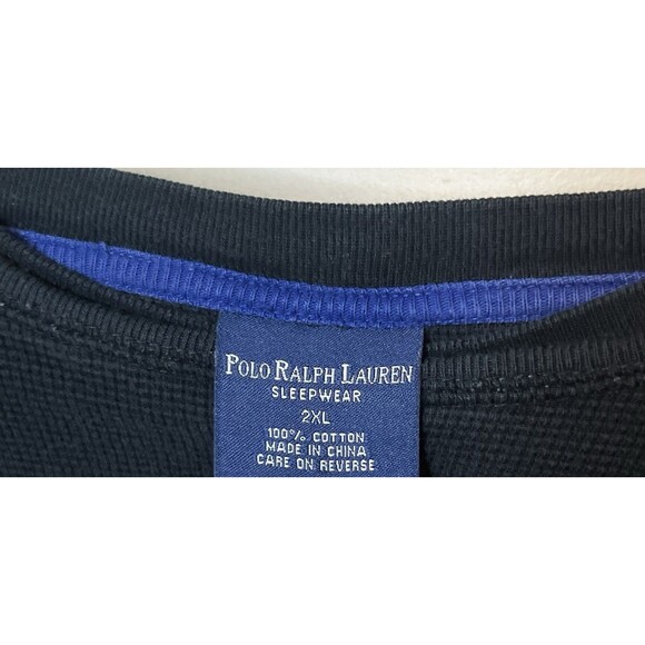 Polo Ralph Lauren Sleepwear Mens XXL Black Long Sleeve Waffle Knit Thermal Shirt - Picture 2 of 5